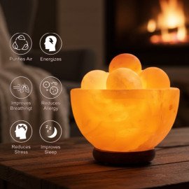 Attractive Fire Bowl Himalayan Pink Salt Lamp with Salt Balls