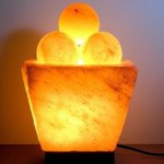 Trapezoid Shape Fire Bowl Himalayan Salt Lamp with Natural Salt Balls – Ambient Glow & Air Purifier