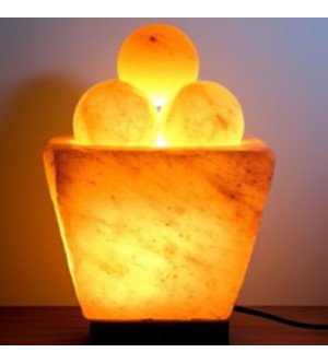 Trapezoid Shape Fire Bowl Himalayan Salt Lamp with Natural Salt Balls – Ambient Glow & Air Purifier