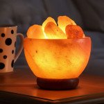 Fire Bowl Style Himalayan Salt Lamp with Natural Rock Salt Chunks – Warm Amber Glow & Air Purifier 