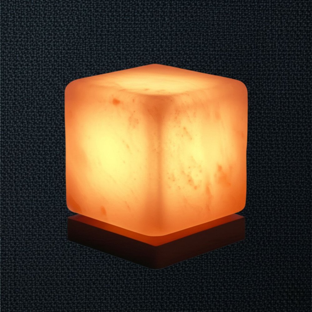 Cube Shape Himalayan Crystal Salt Lamp – Natural Dehumidifier & Decorative Glow