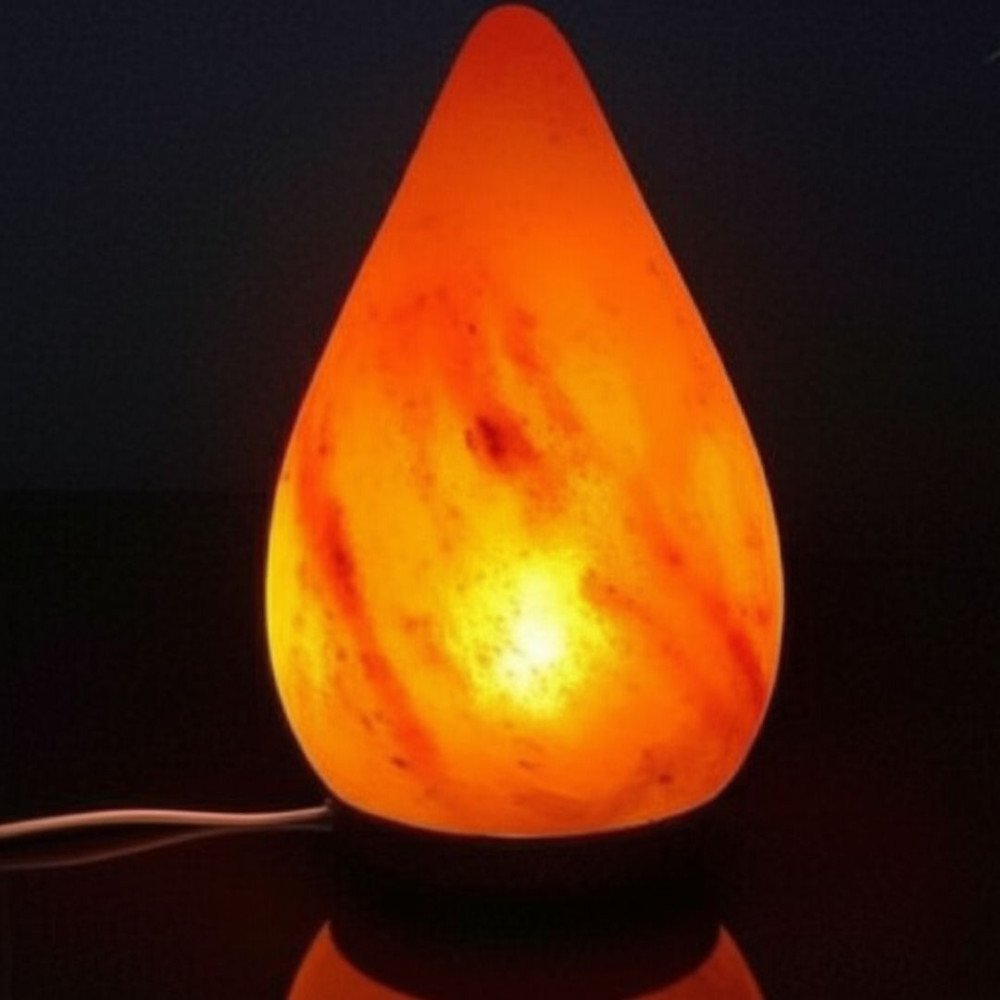 Hand-Carved Raindrop Shape Himalayan Crystal Salt Lamp – Natural Purifier & Calming Amber Glow