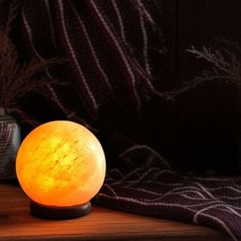 Ball Shape Himalayan Salt Lamp – Decorative Natural Air Purifier with Soothing Amber Glow