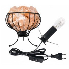 Flower Shape Metal Basket Salt Lamp with Natural Himalayan Rock Salt Chunks – Decorative Air Purifier & Soothing Glow