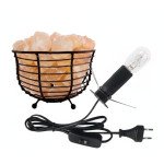 Cylinder Shape Metal Basket Himalayan Salt Lamp with Natural Salt Chunks – Air Purifier & Soothing Glow