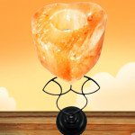 Heart Shape Himalayan Salt Candle Holder with Elegant Metal Stand – Romantic Glow & Natural Charm