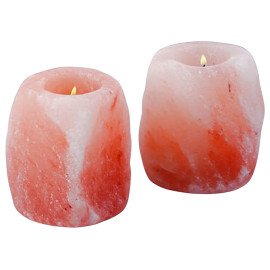 Himalayan Salt Candle Holder Natural Shape (Pack of 2) – Handcrafted Tealight Set for Warm Glow & Air Purification