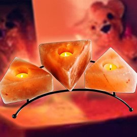 Triangle Shape Candle Holder with Metal Stand (Pack of 3)