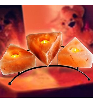 Triangle Shape Candle Holder with Metal Stand (Pack of 3)