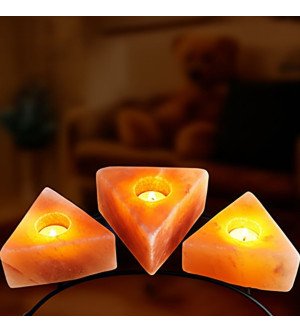 Triangle Shape Candle Holder with Metal Stand (Pack of 3)